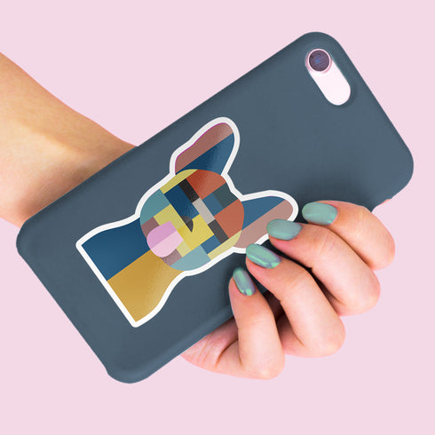 Abstract French Bulldog Premium Vinyl Sticker, Water Bottle Sticker, Dog Lover Gift, Frenchie Laptop Decal, Stocking Stuffers